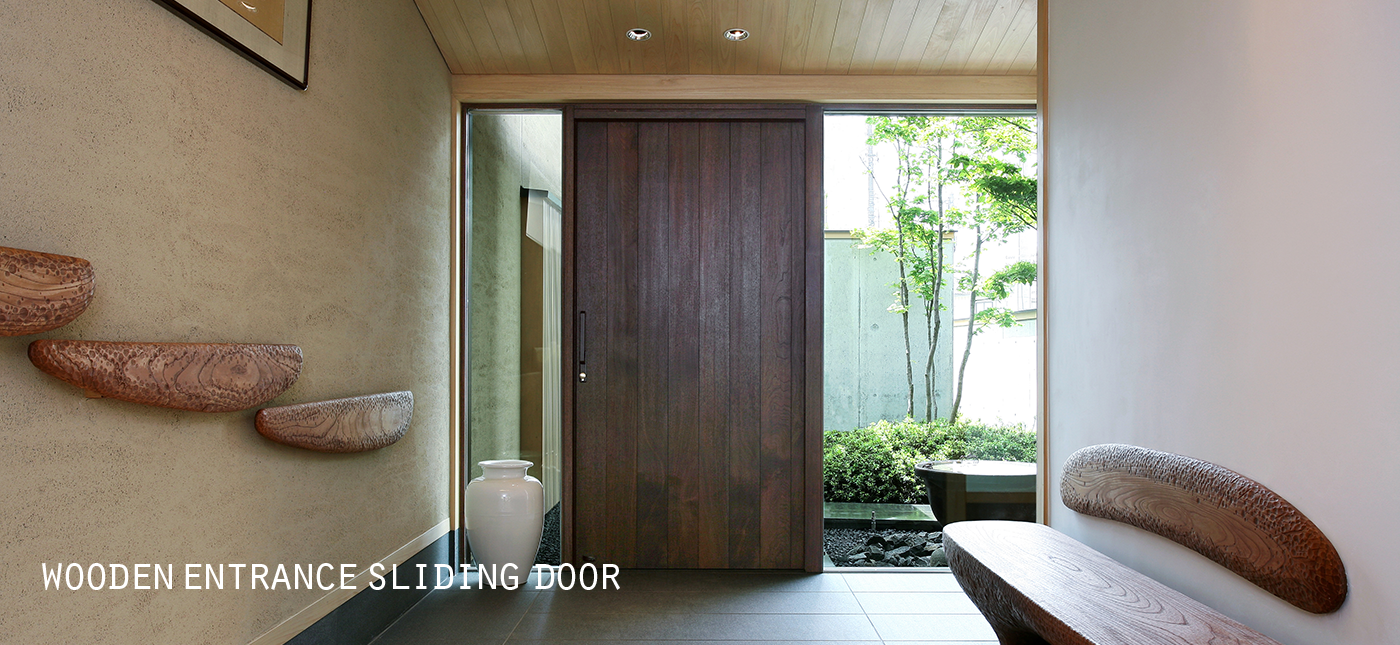 wooden entrance sliding door